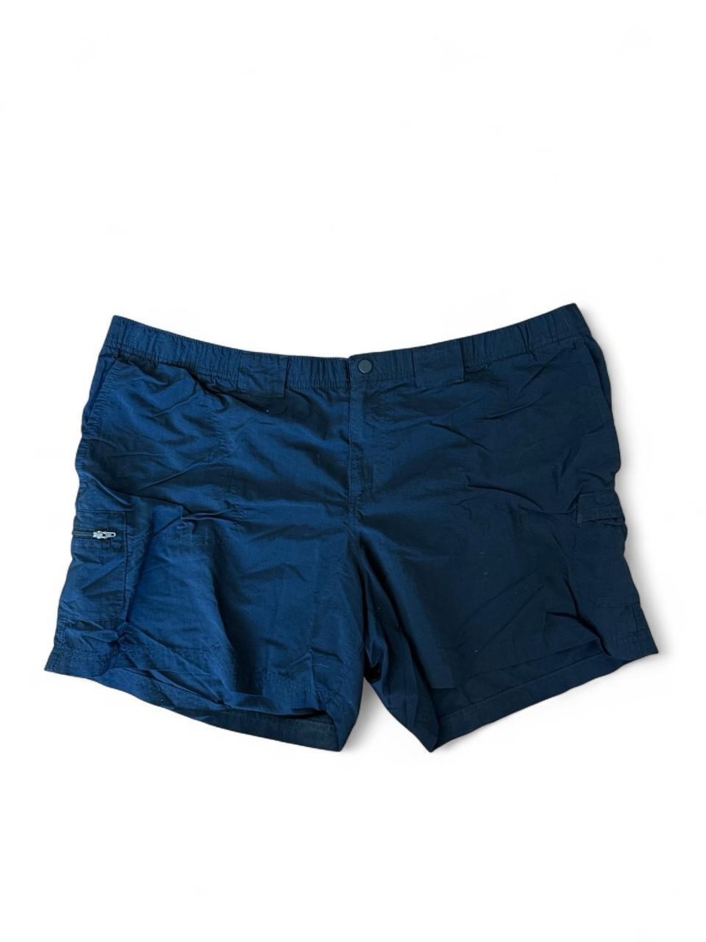 Columbia Men's Black Solid Cargo Shorts Nylon Canvas Flat Front Button Pockets